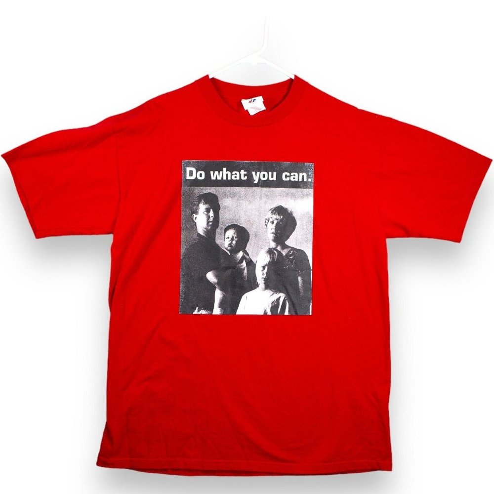2000 Dare To Care T-Shirt Men's Size Large Red Short Sleeve Do What You Can